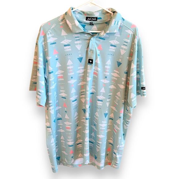 Bad Birdie Polo Shirt Mens XL Retro Print Performance Golf Bowling Stretch - Picture 2 of 12
